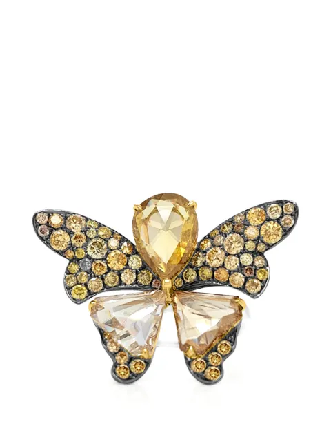 HYT Jewelry butterfly-design diamond ring Black R1216HR
