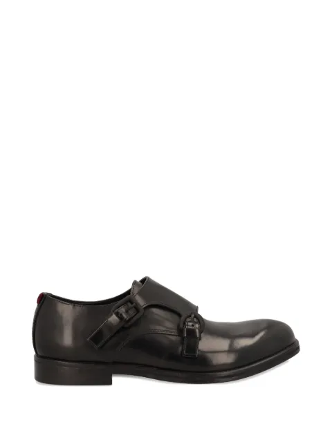 Vintage double monk strap leather shoes Black MU26032155