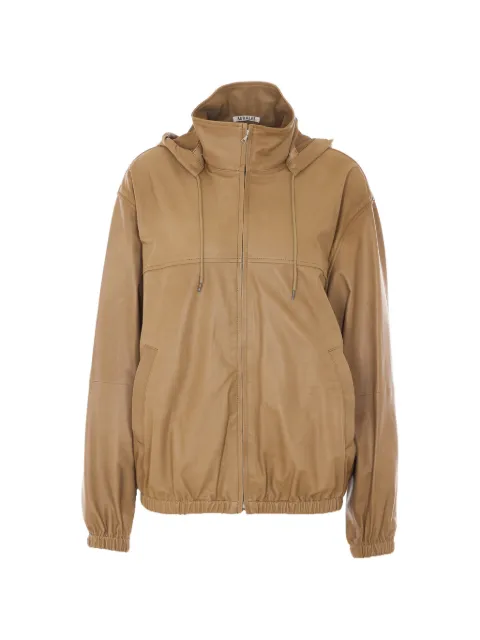 Auralee hooded leather jacket Neutrals A26SB02CBKHAKIBEIGE