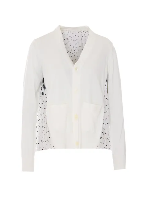 sacai floral-print pleated cardigan White 2608532