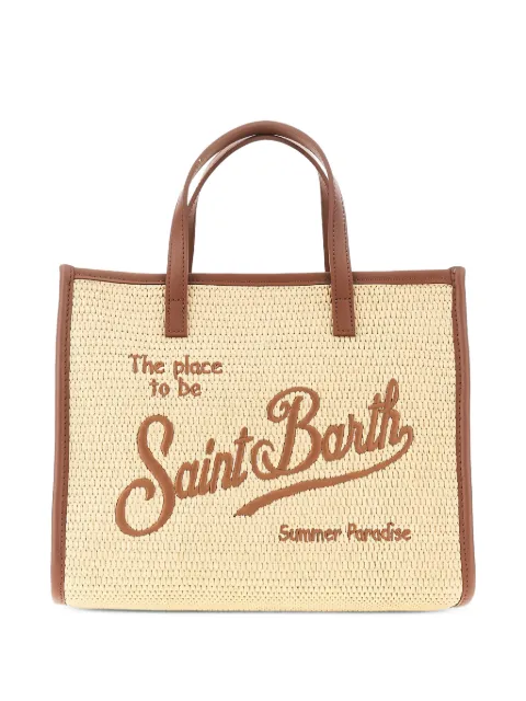 MC2 Saint Barth logo-embroidered woven shoulder bag Neutrals VVID00100368L