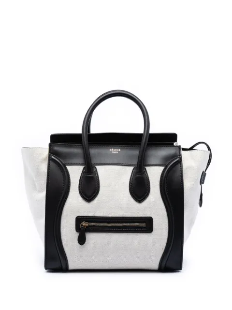 Celine Pre-Owned 2011 Mini Bicolor Canvas and Leather Luggage Tote handbag Brown G05OFN6D2VW7MWO3