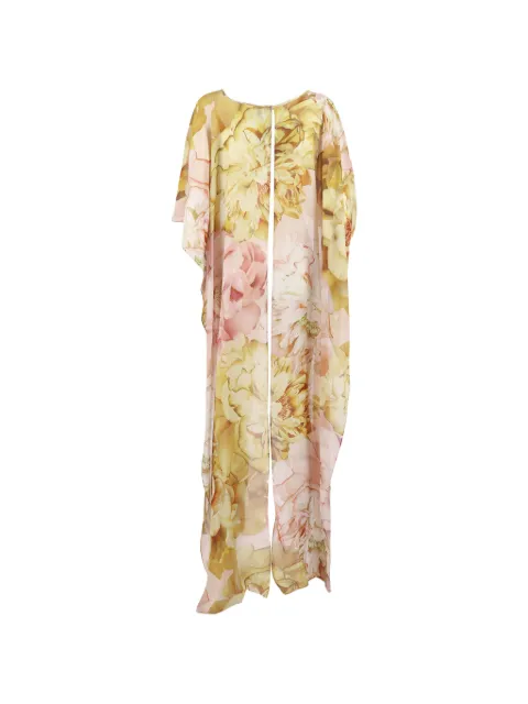 Clips floral-print longline jacket Green E4144243