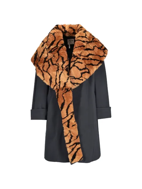 Mondrian tiger-print lapin fur trim coat Grey W251170