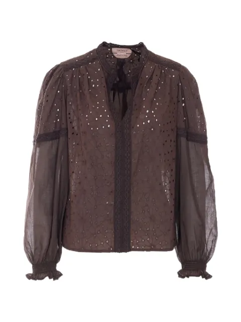 TWINSET embroidered cotton blouse Brown 261TF2114