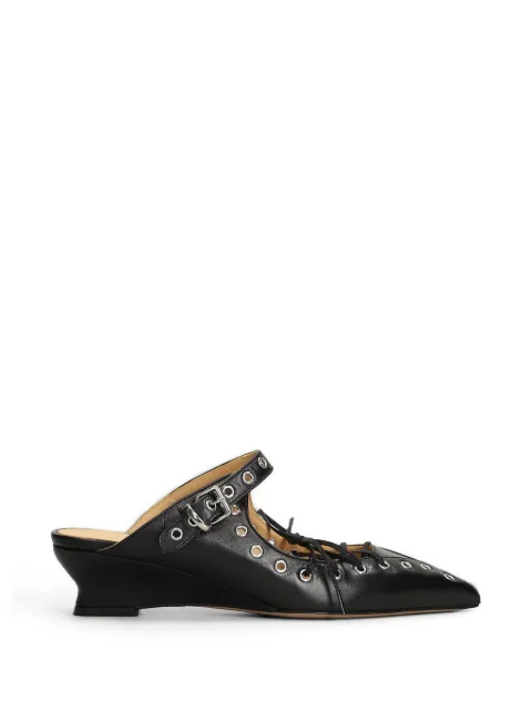 ALCHIMIA eyelet-embellished lace-up mules Black AZZELLAS2615