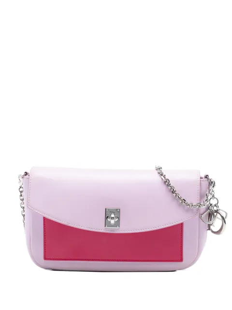 Christian Dior Pre-Owned 2014 Tricolor Leather Turn Lock Wallet on Chain crossbody bag Pink VLKVFRCEDMM8XDEK