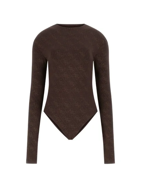 GUESS USA logo-print long-sleeve bodysuit Brown W5BP09K68D2