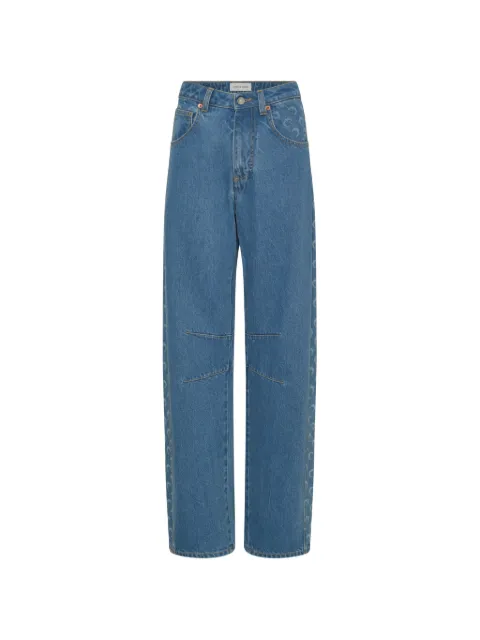 Marine Serre Moon-print barrel jeans Blue WPA174ACDEN0002BL05