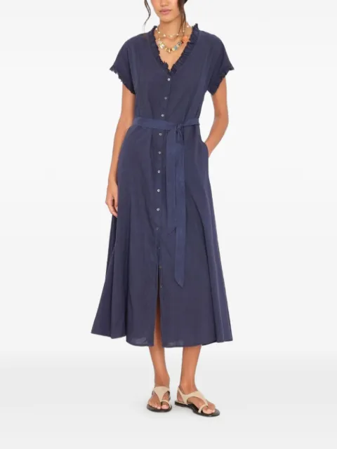 Xirena Dixie ruffled-trim belted midi dress Blue X4CTP053