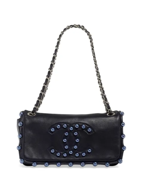 CHANEL Pre-Owned 2008 CC Obsession leather shoulder bag Black CHANELPEARLFLAP2008