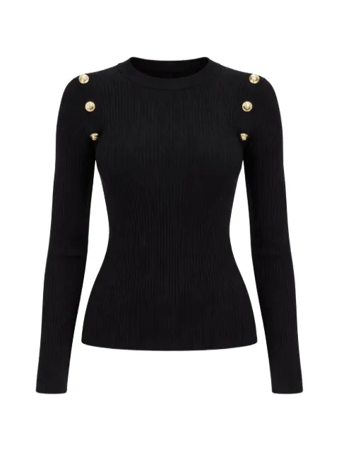 GUESS USA button-detail ribbed-knit sweater Black W6RR58Z2YK2