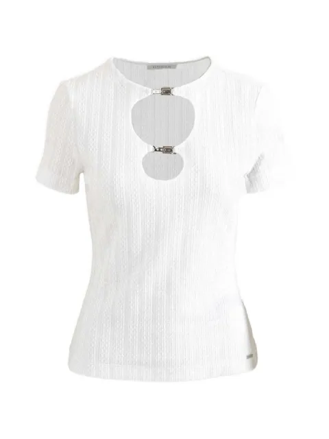 GUESS USA buckle-detail cut-out T-shirt White W5YP09KCXS1
