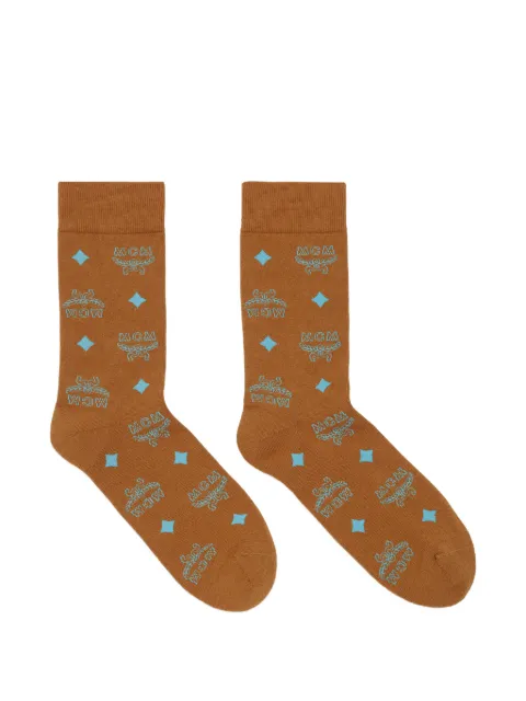 MCM monogram knit socks Brown MEZCAMM171I0SM