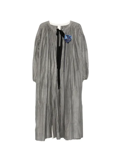 SOH crinkled corsage-detail coat Grey SPHLC050