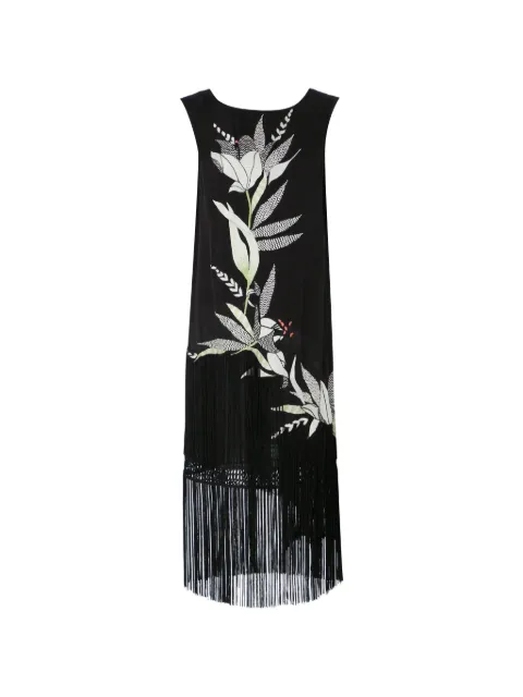 Temperley London Madeline floral-embroidered fringed mini dress Black 26UMAD54990