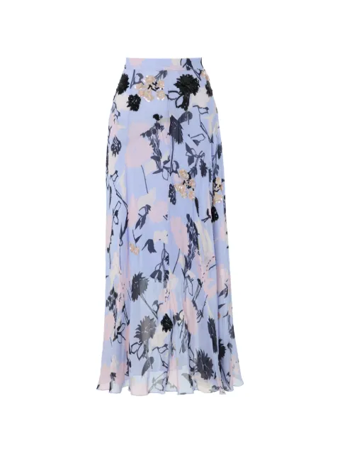 Temperley London Maisie sequin-embellished floral-print skirt Blue 26UMAI54324A