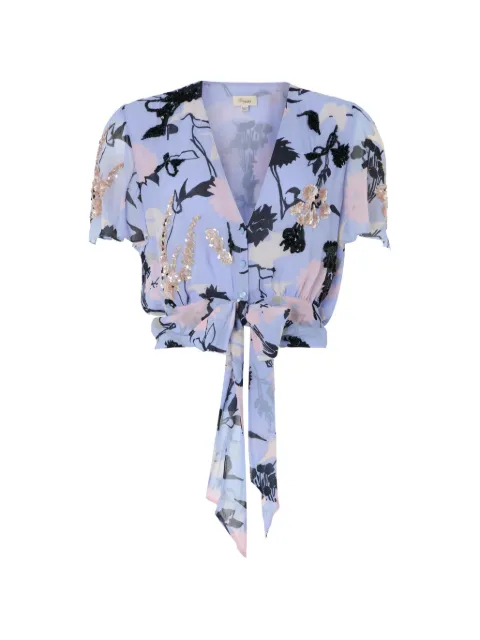 Temperley London Maisie sequin-embellished floral-print blouse Blue 26UMAI55015