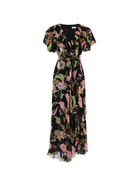 Temperley London Maisie sequin-embellished floral-print dress Black 26UMAI53754