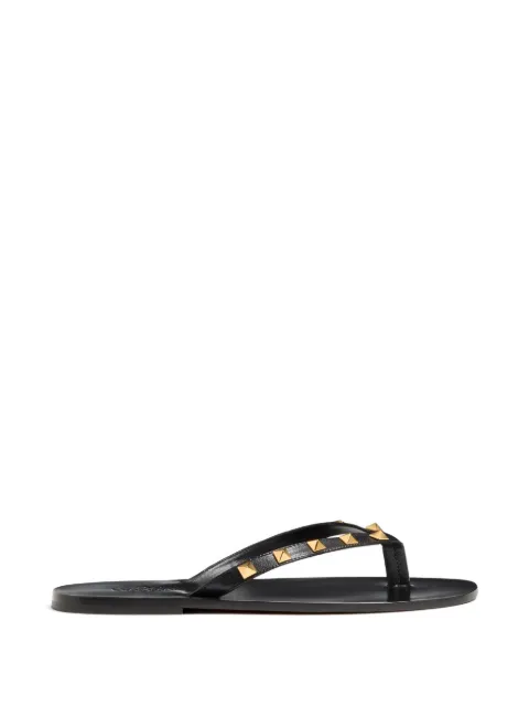 Valentino Garavani Rockstud goatskin flip flops Black YS0O16UIS