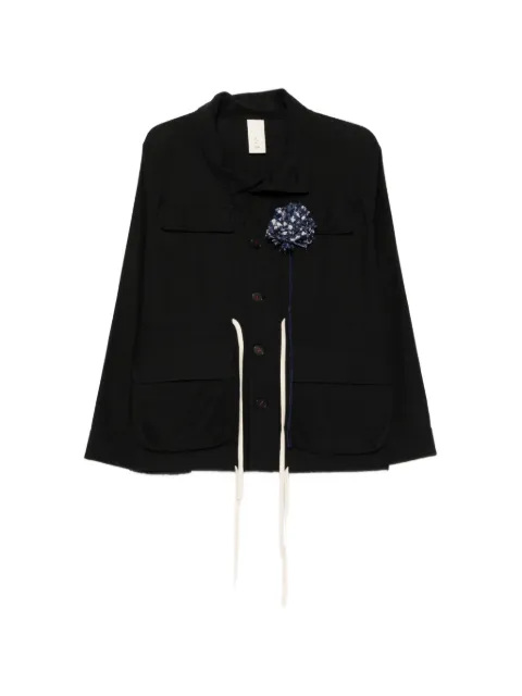 SOH floral-appliqué drawstring jacket Black SPHJL020