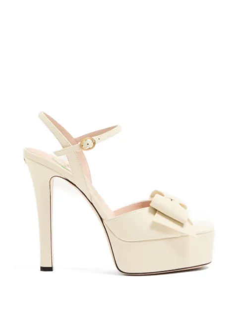 Valentino Garavani Bowow kidskin platform sandals with bow-detail 130mm White WS0QC5DDT