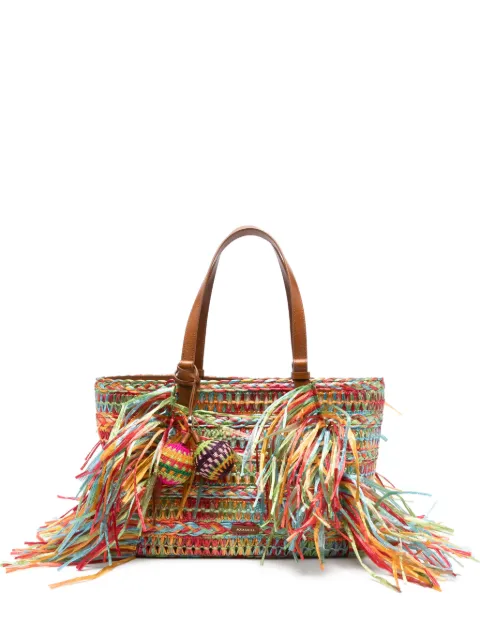 Aquazzura Trancoso fringe-trimmed woven tote bag Red TRNTOTT0RFVMRV