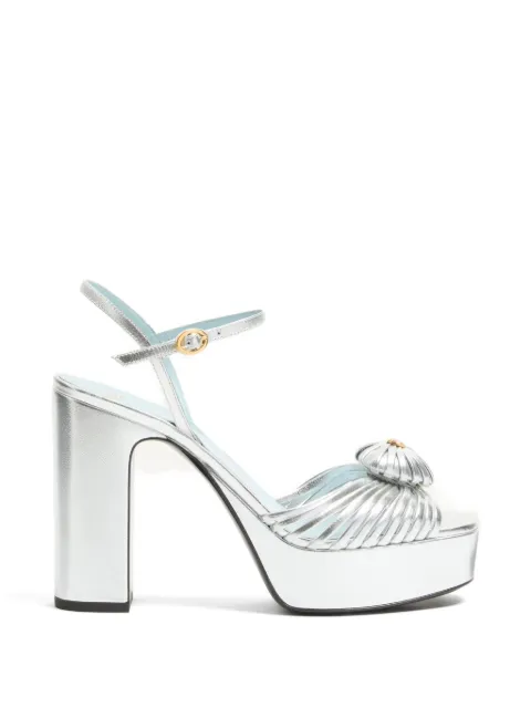 Valentino Garavani Coeur Royal platform sandals in laminated nappa 115mm Silver WS0LY2RUR