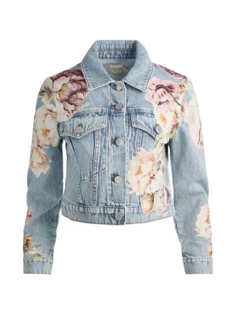 alice + olivia Chloe floral-print denim jacket Blue CD604D87220
