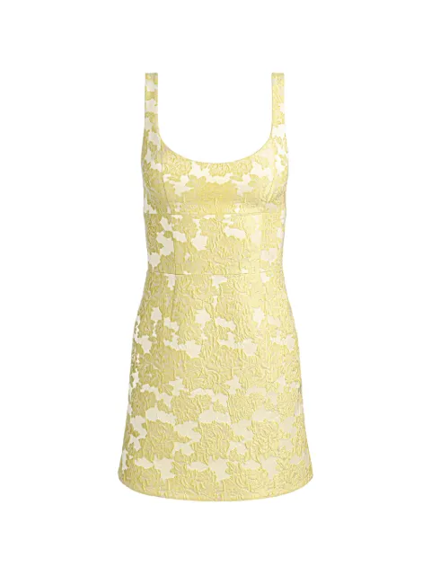 alice + olivia Charlotte floral-embroidereed mini dress Yellow CC604N16556