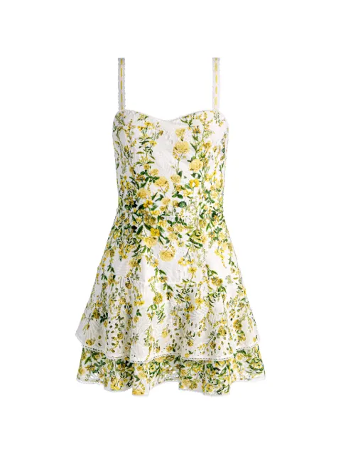 alice + olivia Meredith floral-pattern mini dress White CC604P30531
