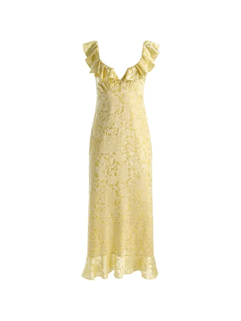 alice + olivia Gemma floral-jacquard midi dress Yellow CC604M25534