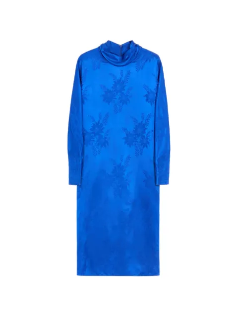 Valentino Garavani midi dress in shiny-matte flowerism sunflowers jacquard Blue BVAKV2AEK