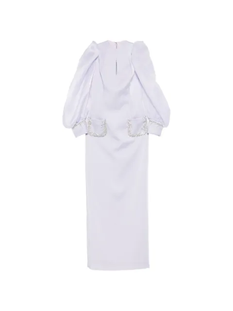 JEAN-LOUIS SABAJI crystal-embellished puffed-sleeve dress Purple 600166