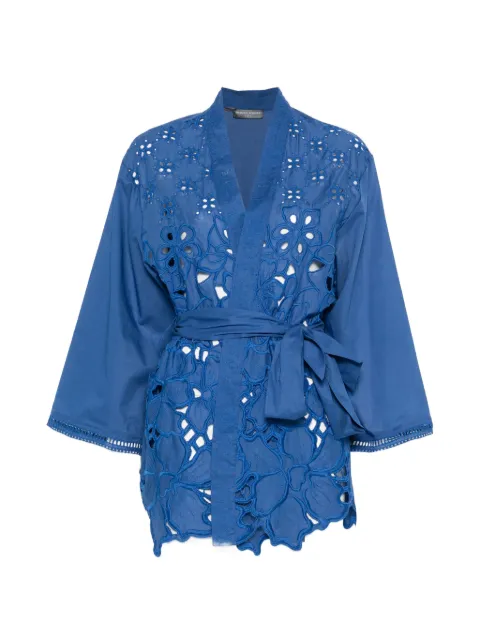 Ermanno Scervino broderie-anglaise belted coat Blue D484Q625QYD