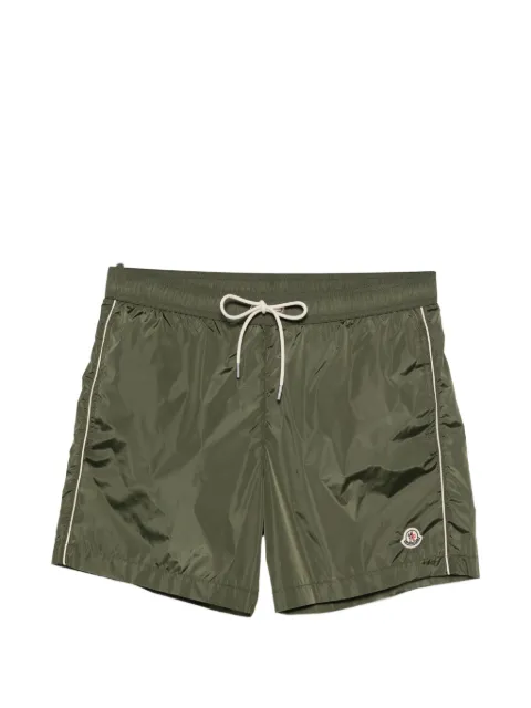 Moncler logo-patch drawstring-waist swim shorts Green L10912C000115985M