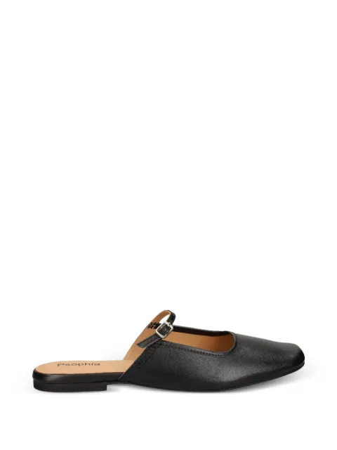 PSOPHIA buckle-strap leather ballet flats Black 700BLL2821