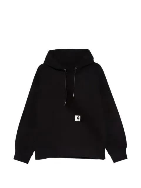 sacai x Carhartt WIP logo-patch jersey hoodie Black SAC002