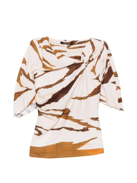 Roberto Cavalli Vintage 2000s tiger-print twisted-detail blouse Neutrals RC280AYW