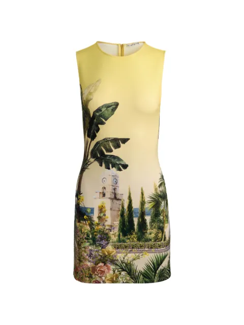 alice + olivia Wynell landscape-print mini dress Yellow CC604P22502