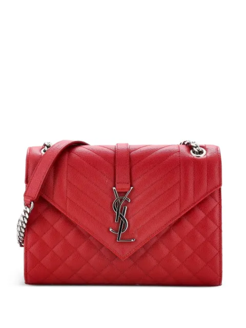 Saint Laurent Pre-Owned Classic Monogram Envelope Satchel Mixed Matelasse Leather Medium shoulder bag Red Z1GOQSE0IY8WO9CY