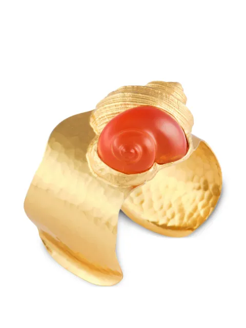 Christian Dior Pre-Owned 1987 seashell-detail cuff Gold BL009737