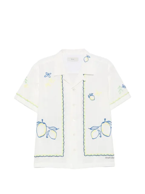 DUNST lemon-embroidered short-sleeve shirt White UDSH6B121Y1