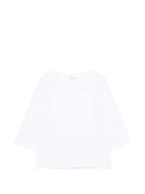 RELAX RE-LUX V-neck three-quarter sleeve tunic top White GARDONE