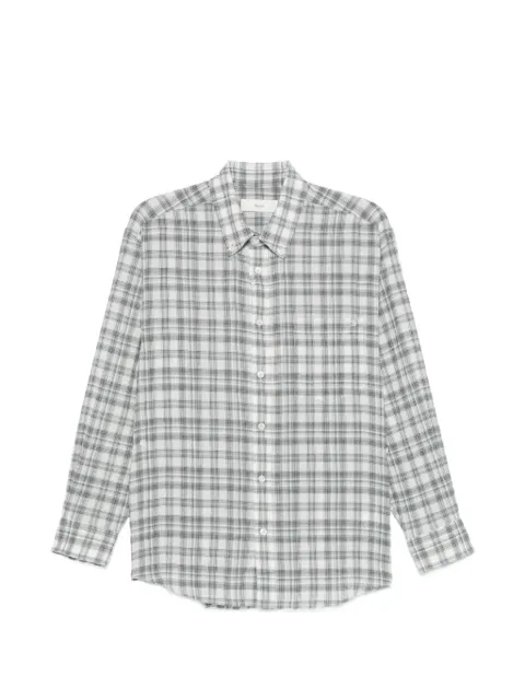 DUNST check-pattern long-sleeve shirt Green UDSH6B127