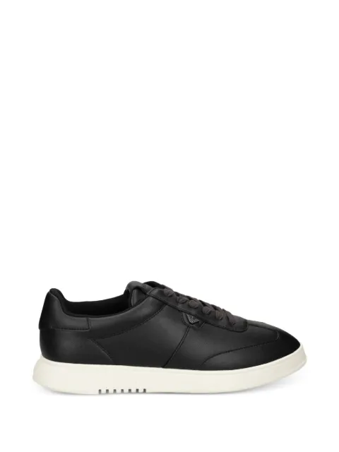 Emporio Armani logo-plaque leather sneakers Black EM003062AF20004
