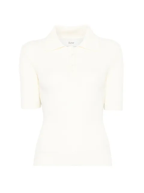 DUNST ribbed-knit polo top Neutrals UDSW6B231CR
