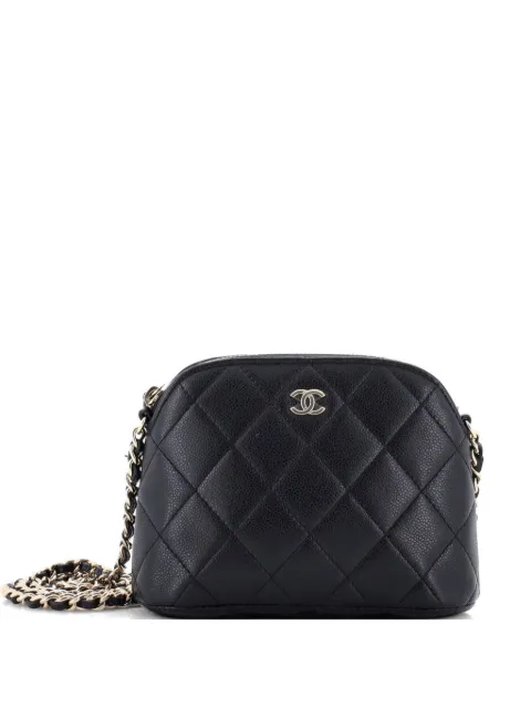 CHANEL Pre-Owned CC Dome Zip Clutch with Chain Quilted Caviar Mini crossbody bag Black OSXAJ3PEXL698WOC
