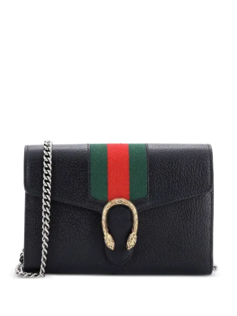 Gucci Pre-Owned Dionysus Web Chain Wallet Leather Small crossbody bag Black 5Y0GF1D658Y01BI8