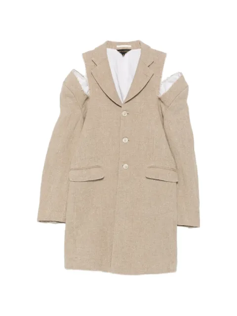 Comme Des Garçons cut-out frayed coat Neutrals GQJ026